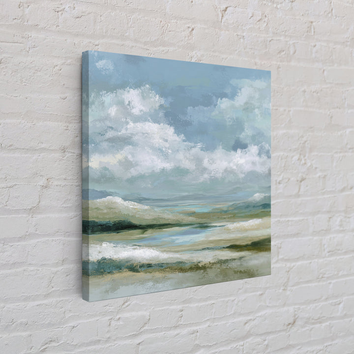 Gentle Mountain Landscape Framed Canvas Print, Dental Office Art, Medical Office Art, Office Decor, Watercolor Art, Calm, DOA-1x1-100