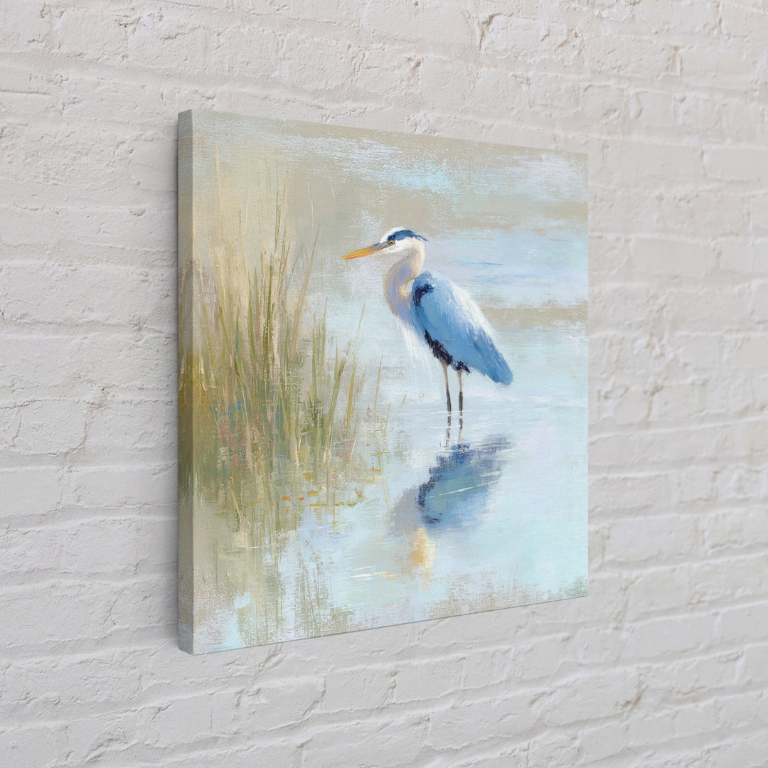 Blue Heron by Calm Marsh Water Canvas Print, Dental Office Art, Digital Print, Office Decor, Calm, Medical Office Decor, DOA-1x1-23