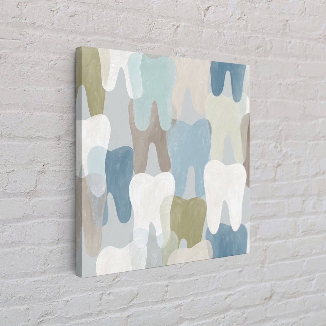 Playful Tooth Shaped Character Canvas Print, Dental Office Art, Medical Office Decor, Office Decor, Abstract Art, Calm, DOA-1x1-30