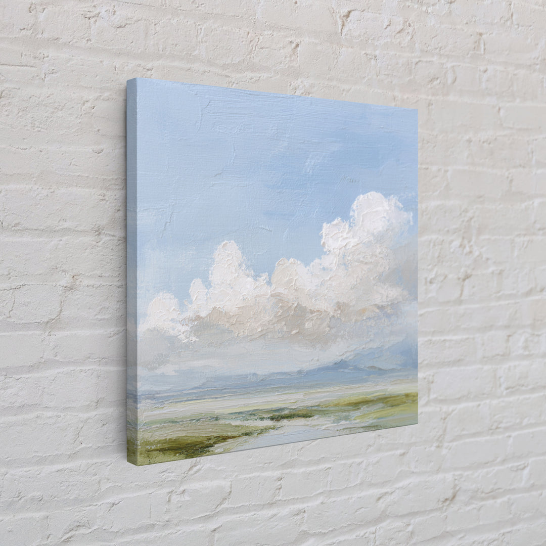 Peaceful Clouds over Open Meadow Framed Canvas Print, Dental Office Art, Dentistry Art, Office Decor, Fine Art, Calm, DOA-1x1-33