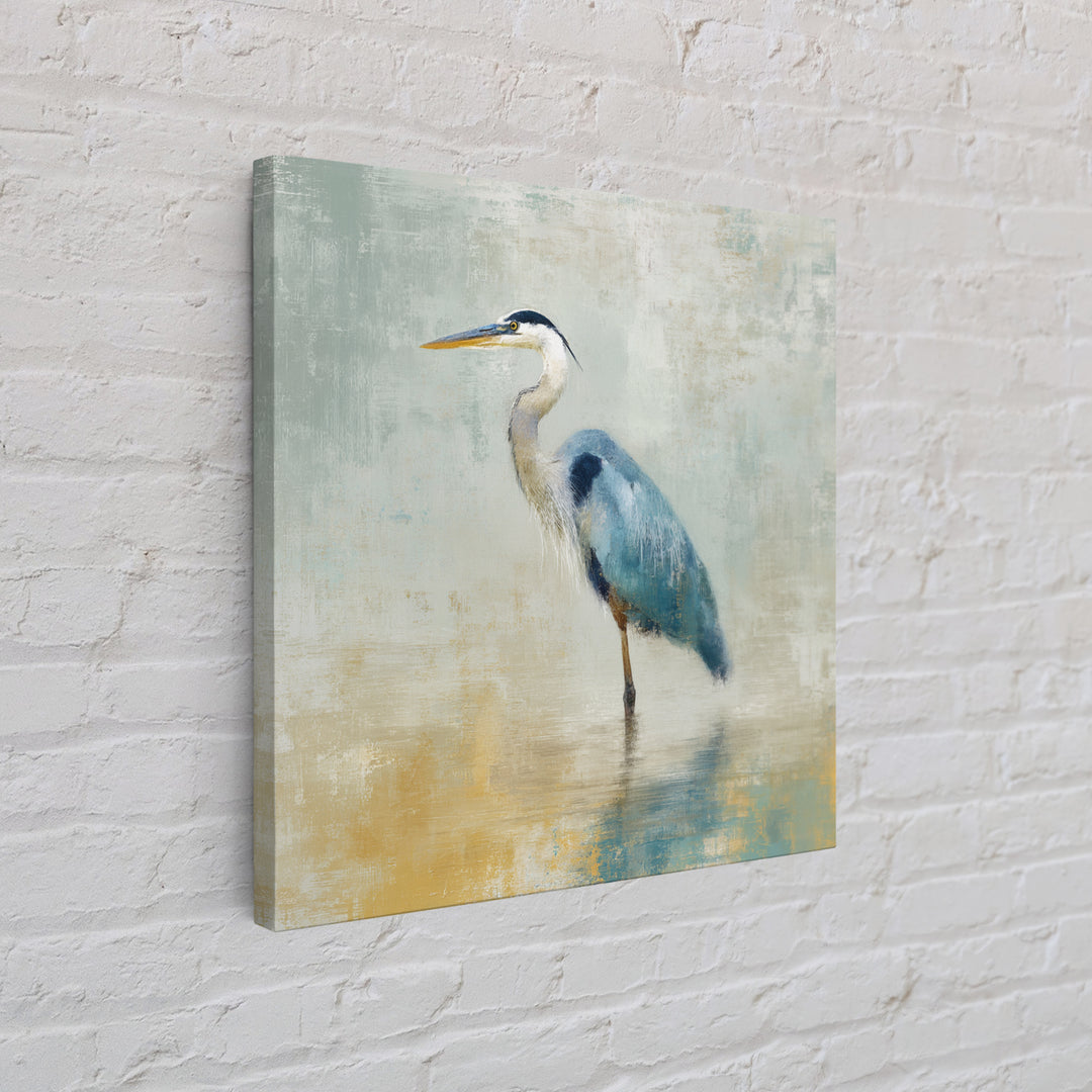 Blue Heron by Calm Marsh Water Framed Canvas Print, Dental Office Art, Motivational Poster, Office Decor, Fine Art, Calm, DOA-1x1-47