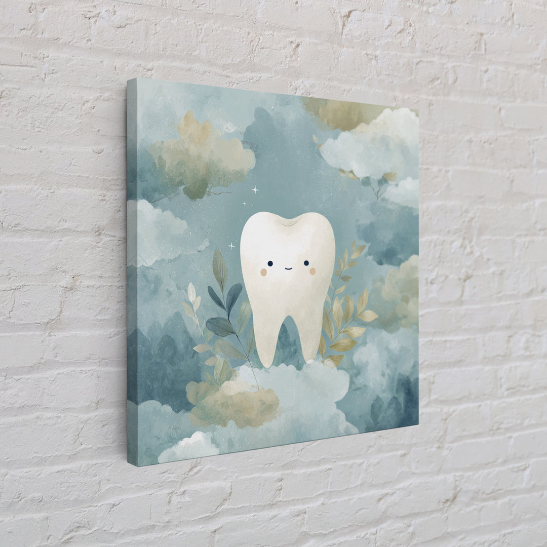 Playful Tooth Shaped Character Canvas Print, Dental Office Art, Medical Office Decor, Office Decor, Abstract Art, Calm, DOA-1x1-54