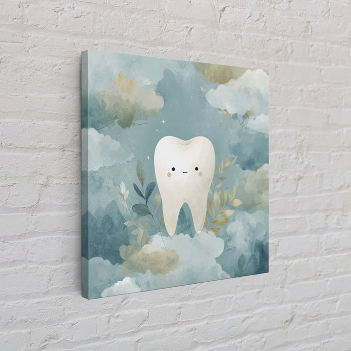 Playful Tooth Shaped Character Canvas Print, Dental Office Art, Medical Office Decor, Office Decor, Abstract Art, Calm, DOA-1x1-54