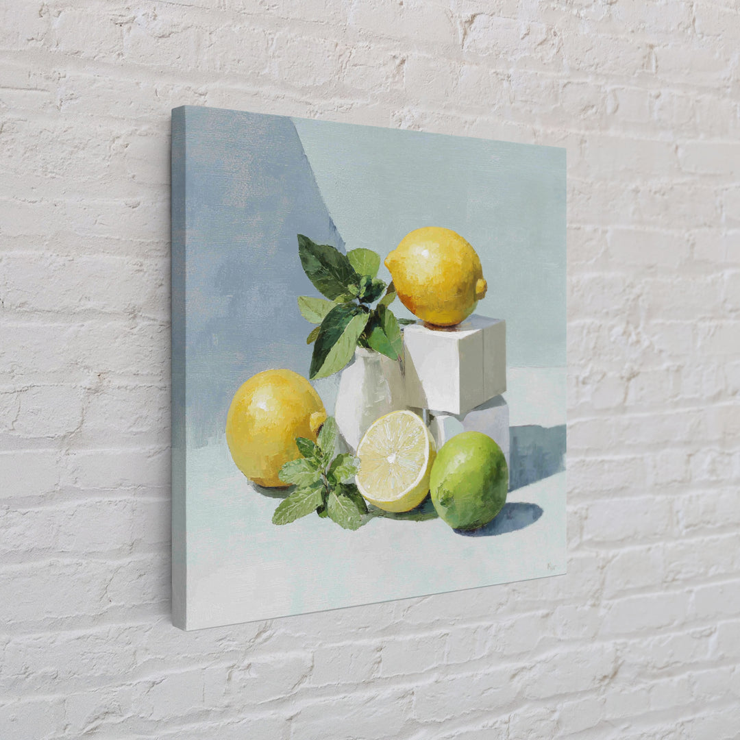 Fresh Citrus and Mint Still Life Canvas Print, Dental Office Art, Dental Hygienist, Office Decor, Watercolor Art, Calm, DOA-1x1-55