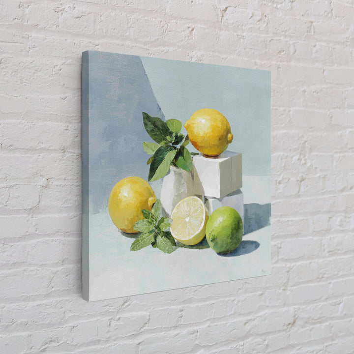 Fresh Citrus and Mint Still Life Canvas Print, Dental Office Art, Dental Hygienist, Office Decor, Watercolor Art, Calm, DOA-1x1-55