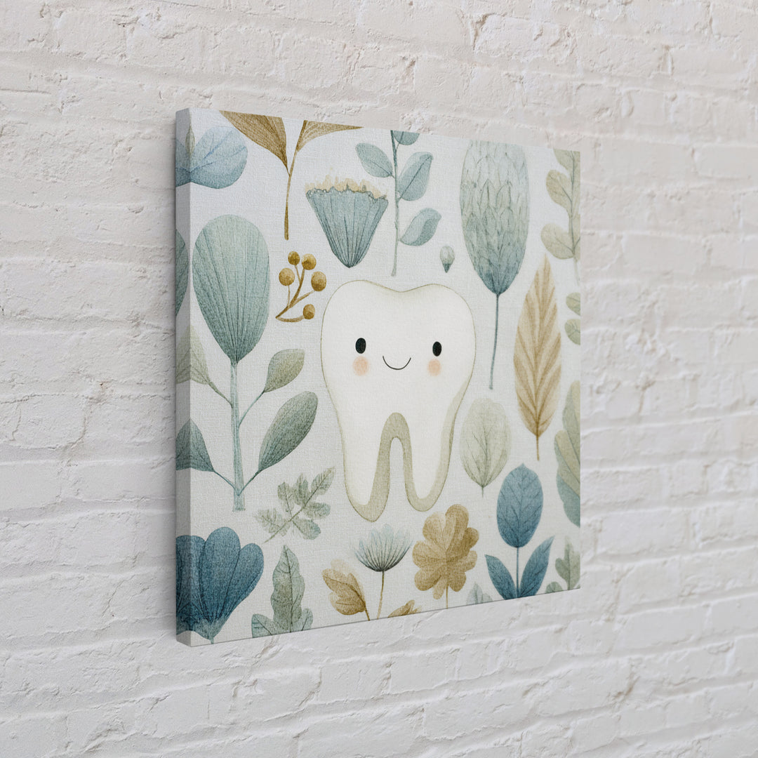 Playful Tooth Shaped Character Framed Canvas Print, Dental Office Art, Dental Wall Art, Office Decor, Abstract Art, Calm, DOA-1x1-6
