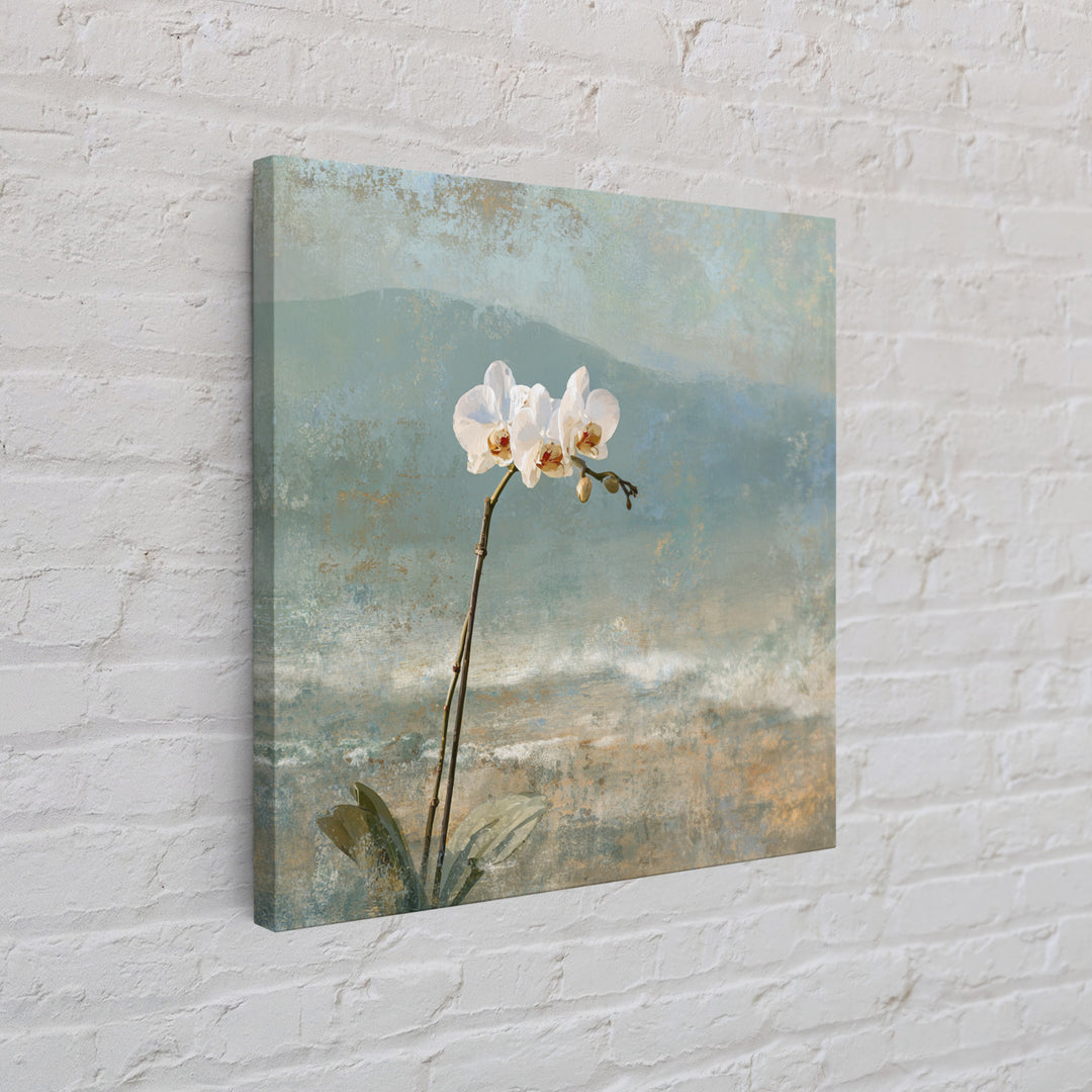 White Orchid on Stone Background Canvas Print, Dental Office Art, Dental Decor, Office Decor, Fine Art, Calm, Wall Decor, DOA-1x1-60