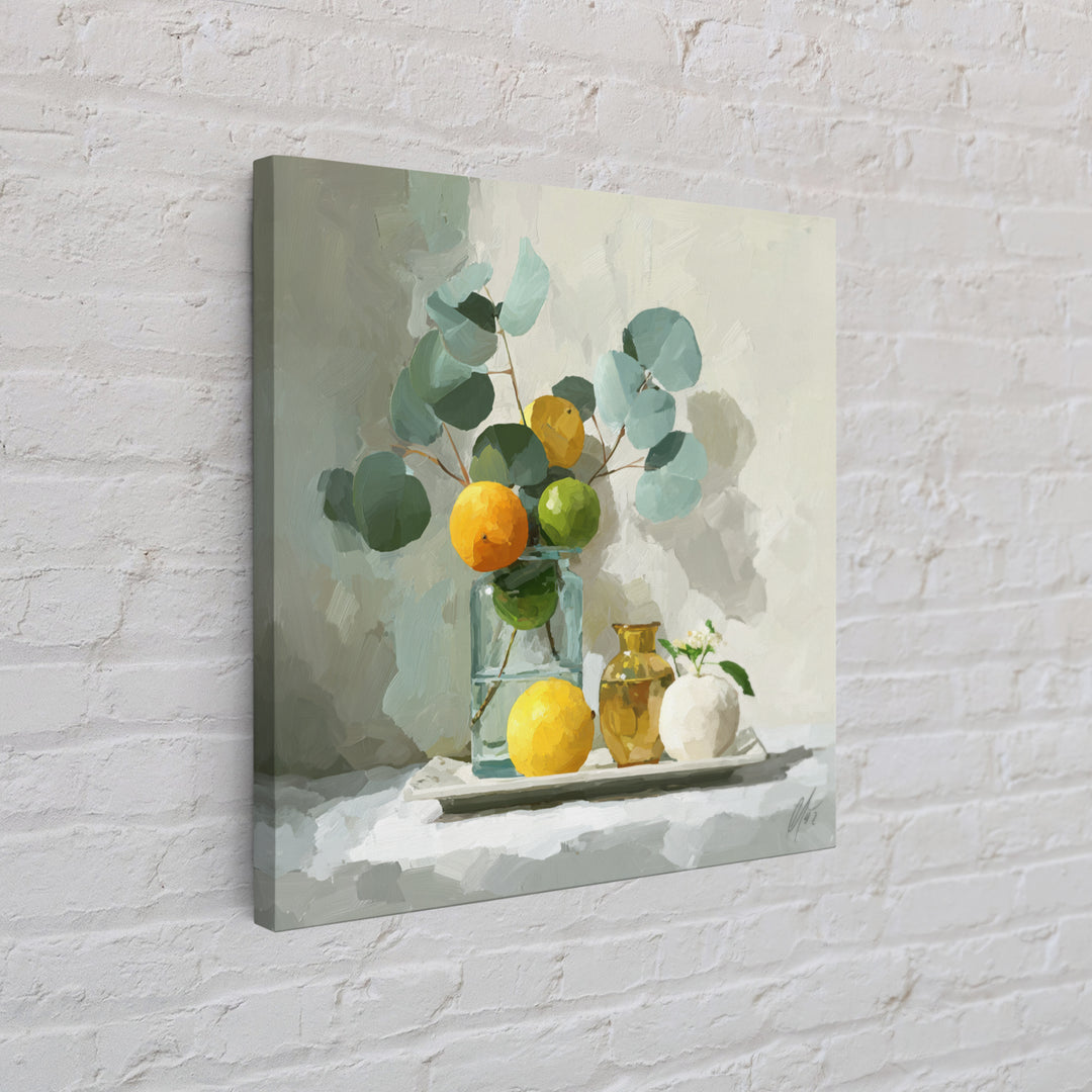 Fresh Citrus and Mint Still Life Framed Canvas Print, Dental Office Art, Unique Wall Art, Office Decor, Fine Art, Calm, DOA-1x1-7