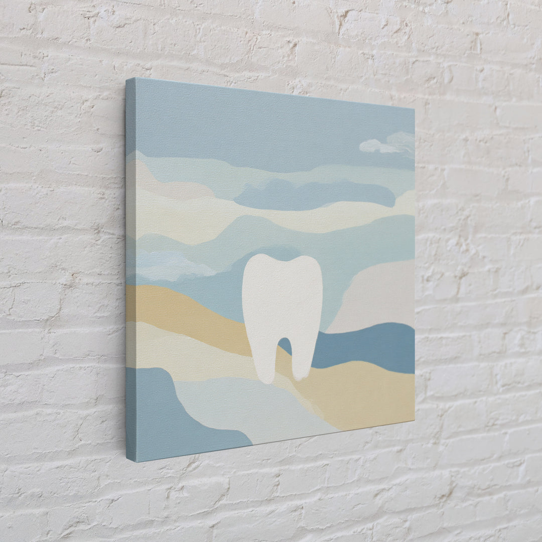Playful Tooth Shaped Character Framed Canvas Print, Dental Office Art, Dentistry Art, Office Decor, Abstract Art, Calm, DOA-1x1-78