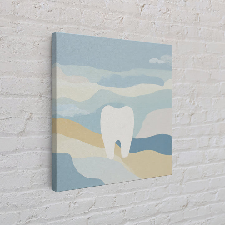 Playful Tooth Shaped Character Framed Canvas Print, Dental Office Art, Dentistry Art, Office Decor, Abstract Art, Calm, DOA-1x1-78
