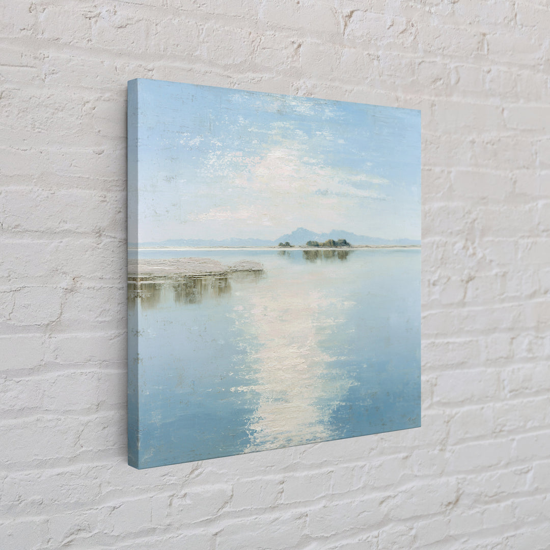 Sunlit Lake with Calming Reflections Canvas Print, Dental Office Art, Gallery Decor, Office Decor, Calm, Minimalist Decor, DOA-1x1-87
