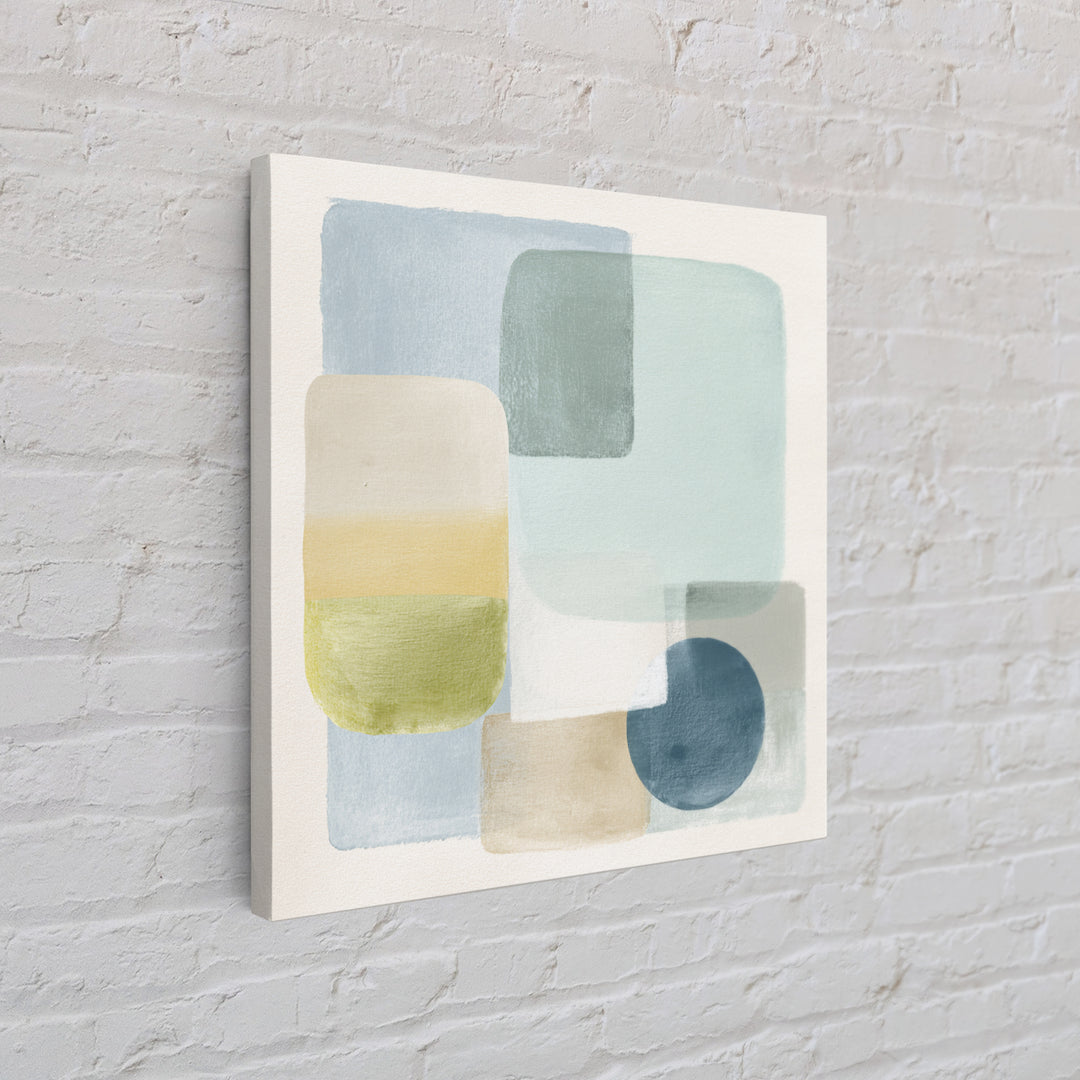 Simple Rainbow Pastel Shapes for Children Framed Canvas Print, Dental Office Art, Dental Gift, Office Decor, Abstract Art, Calm, DOA-1x1-93