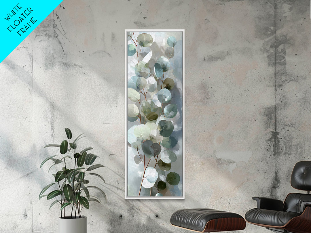 Soft Botanical Eucalyptus Print for Clean Atmosphere Framed Canvas Print, Dental Office Art, Dental Gift, Office Decor, Calm, DOA-1x3-15