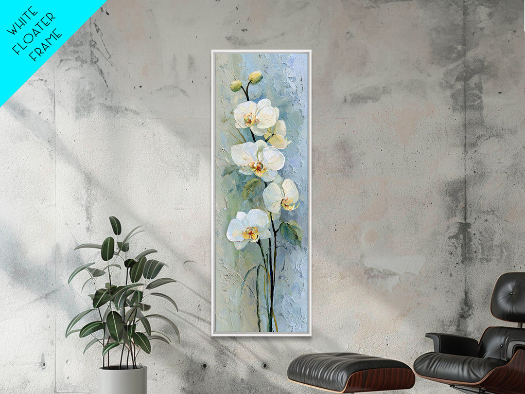 White Orchid on Stone Background Framed Canvas Print, Dental Office Art, Dentistry Art, Office Decor, Fine Art, Calm, DOA-1x3-24