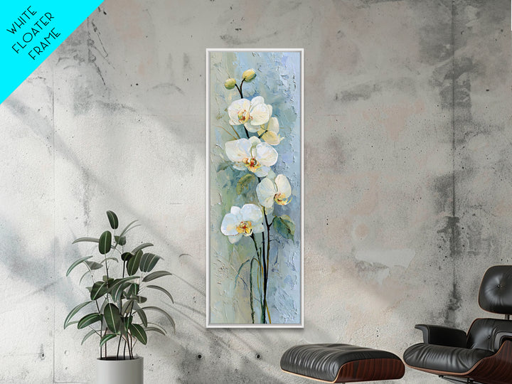 White Orchid on Stone Background Framed Canvas Print, Dental Office Art, Dentistry Art, Office Decor, Fine Art, Calm, DOA-1x3-24
