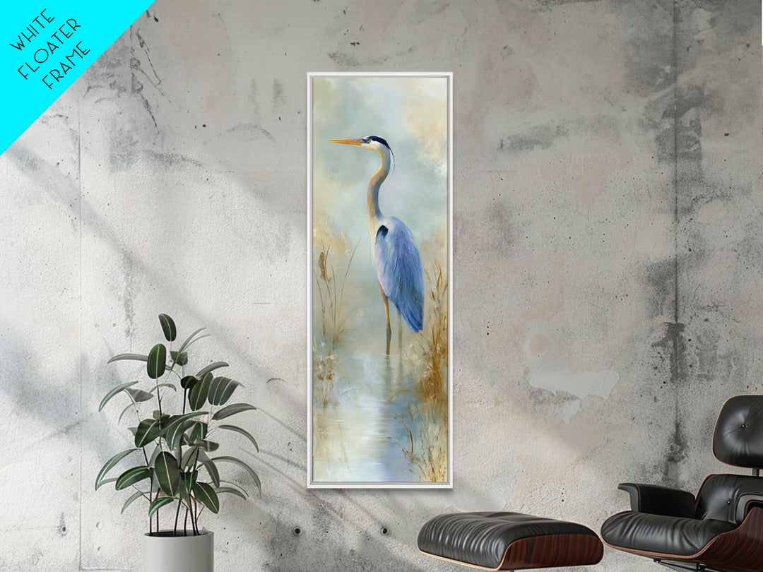 Blue Heron by Calm Marsh Water Canvas Print, Dental Office Art, Statement Artwork, Office Decor, Fine Art, Calm, DOA-1x3-59
