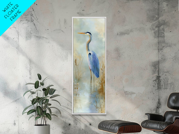 Blue Heron by Calm Marsh Water Canvas Print, Dental Office Art, Statement Artwork, Office Decor, Fine Art, Calm, DOA-1x3-59