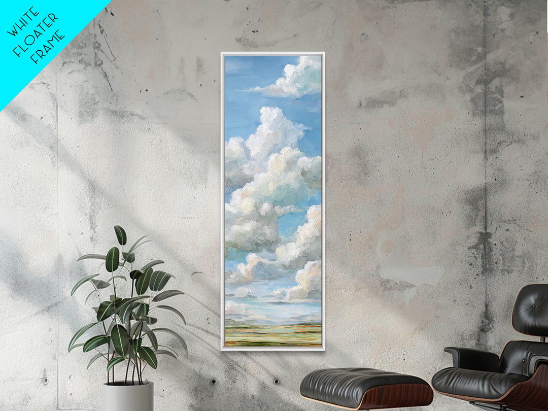 Peaceful Clouds over Open Meadow Framed Canvas Print, Dental Office Art, Dentistry Art, Office Decor, Fine Art, Calm, DOA-1x3-69