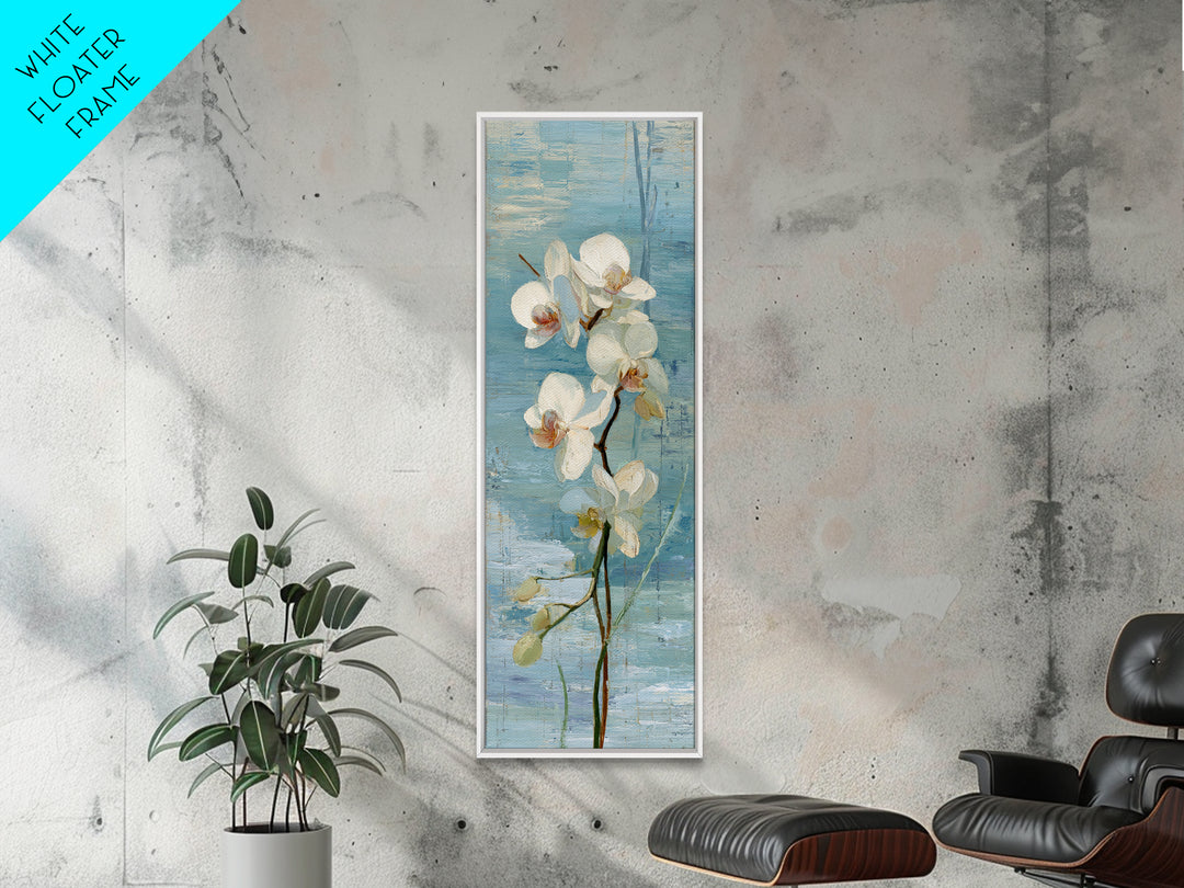 White Orchid on Stone Background Canvas Print, Dental Office Art, Art Print, Office Decor, Fine Art, Calm, Unique Wall Art, DOA-1x3-72