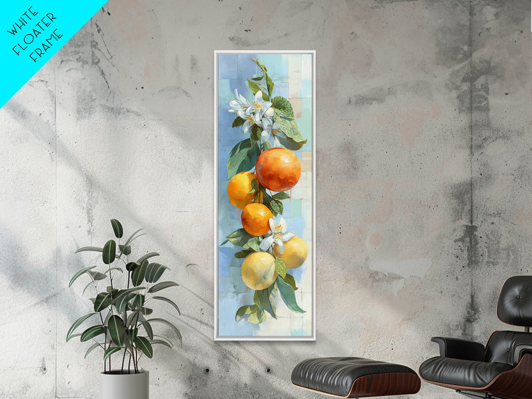 Fresh Citrus and Mint Still Life Framed Canvas Print, Dental Office Art, Office Decor, Oil Painting, Calm, Medical Art, DOA-1x3-91