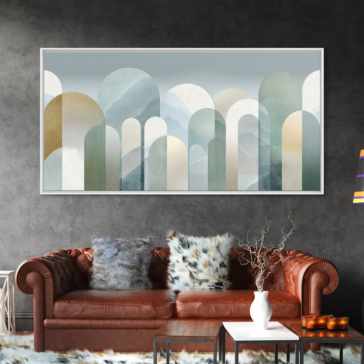Light Scandinavian Abstract Arches Framed Canvas Print, Dental Office Art, Home Decor, Office Decor, Abstract Art, Calm, DOA-2x1-13