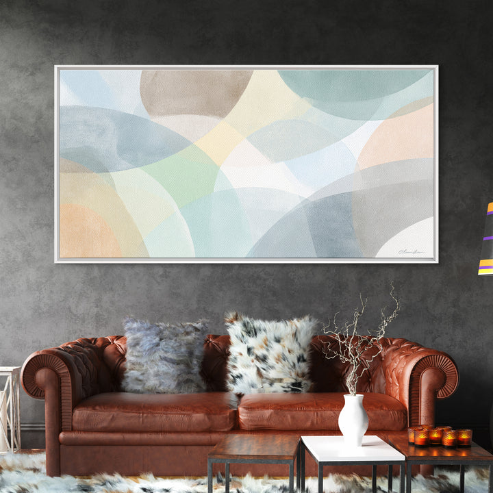 Simple Rainbow Pastel Shapes for Children Canvas Print, Dental Office Art, Gallery Decor, Office Decor, Abstract Art, Calm, DOA-2x1-17