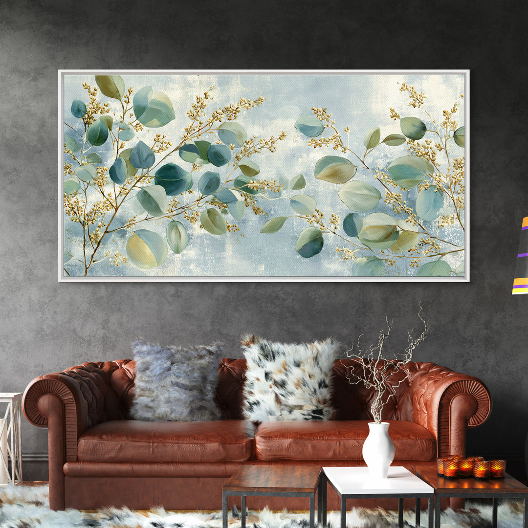 Soft Botanical Eucalyptus Print for Clean Atmosphere Canvas Print, Dental Office Art, Wall Art, Office Decor, Calm, DOA-2x1-23