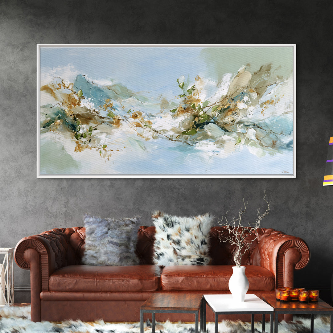 Gentle Mountain Landscape Framed Canvas Print, Dental Office Art, Room Decor, Office Decor, Oil Painting, Calm, DOA-2x1-24