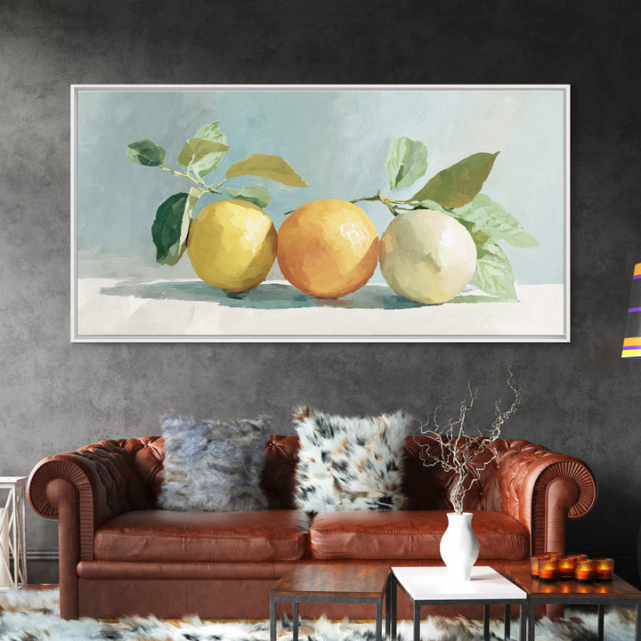 Fresh Citrus and Mint Still Life Framed Canvas Print, Dental Office Art, Unique Wall Art, Office Decor, Fine Art, Calm, DOA-2x1-3