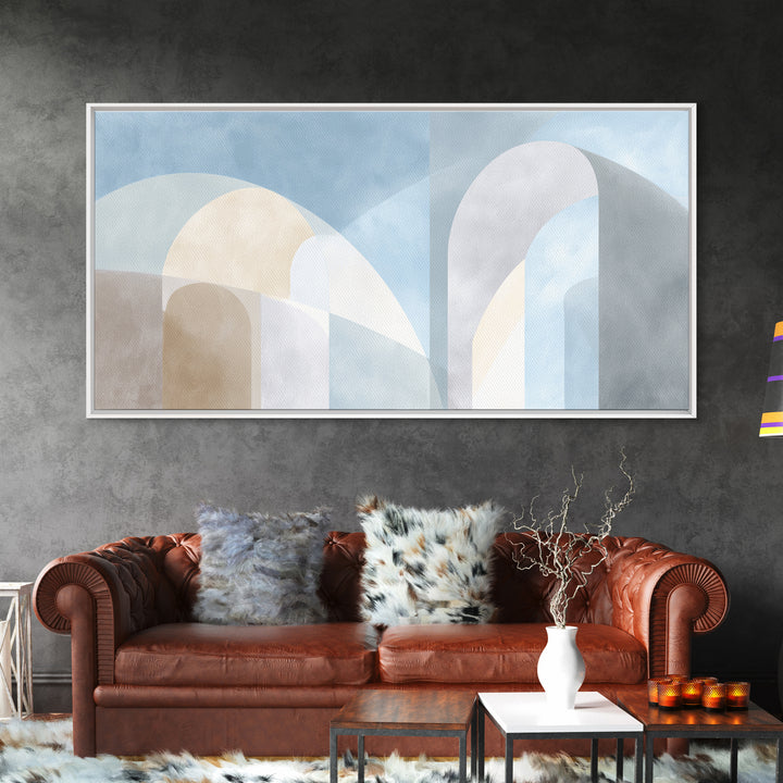 Light Scandinavian Abstract Arches Framed Canvas Print, Dental Office Art, Home Decor, Office Decor, Abstract Art, Calm, DOA-2x1-37