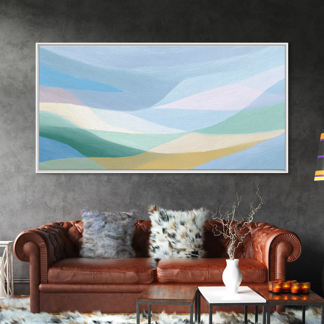 Simple Rainbow Pastel Shapes for Children Canvas Print, Dental Office Art, Gallery Decor, Office Decor, Abstract Art, Calm, DOA-2x1-41