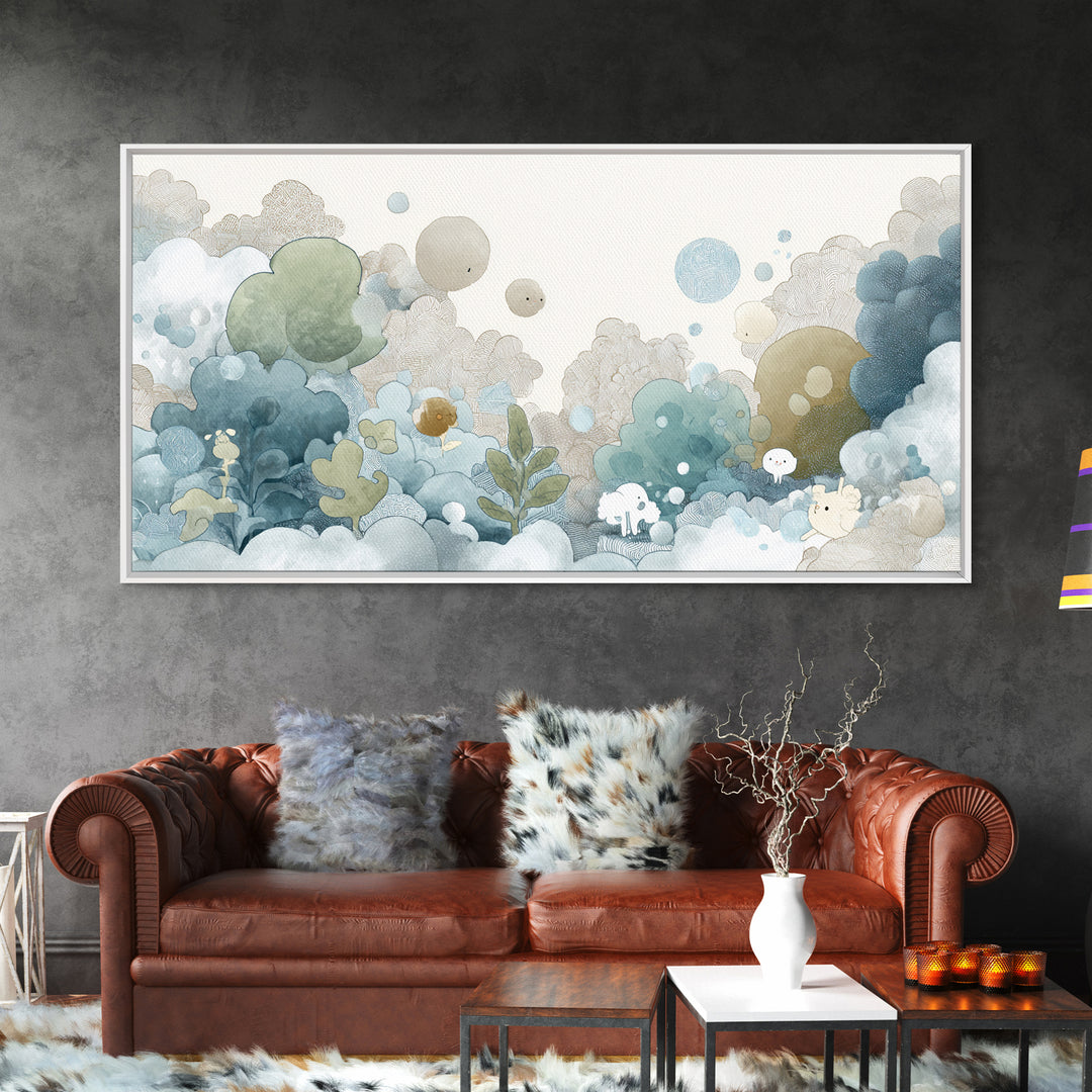Cheerful Animal Dentist Themed Character Without Text Canvas Print, Dental Office Art, Neutral Decor, Office Decor, Calm, DOA-2x1-46