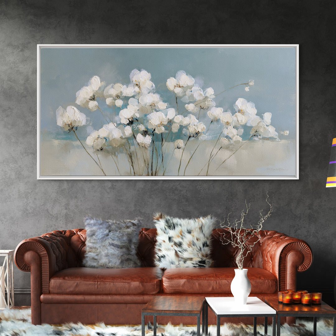 Sterile Modern Floral Painting Framed Canvas Print, Dental Office Art, Minimalist Wall Art, Office Decor, Fine Art, Calm, DOA-2x1-55