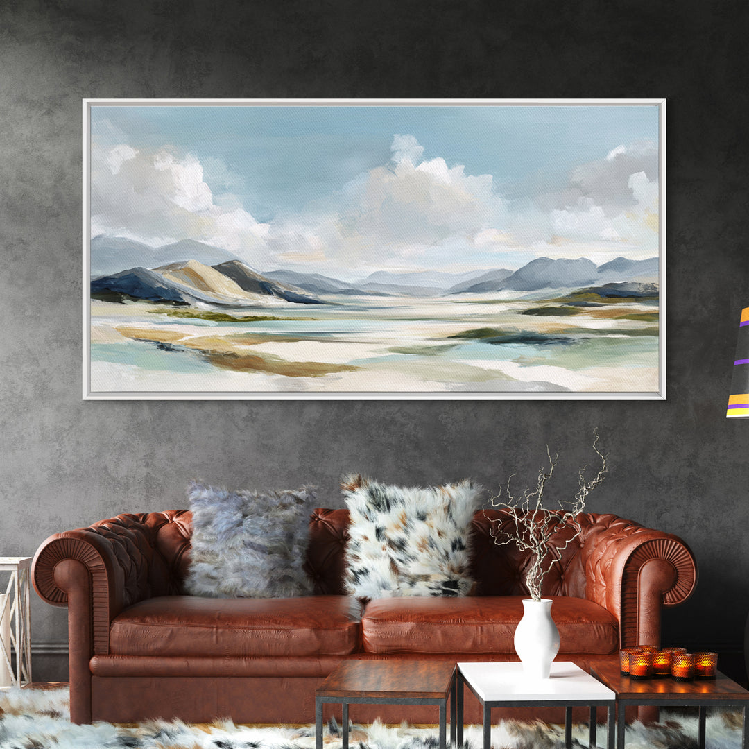 Gentle Mountain Landscape Framed Canvas Print, Dental Office Art, Unique Wall Art, Office Decor, Calm, Dental Assistant, DOA-2x1-72