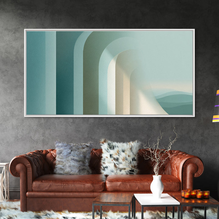 Light Scandinavian Abstract Arches Framed Canvas Print, Dental Office Art, Textured Painting, Office Decor, Fine Art, Calm, DOA-2x1-85