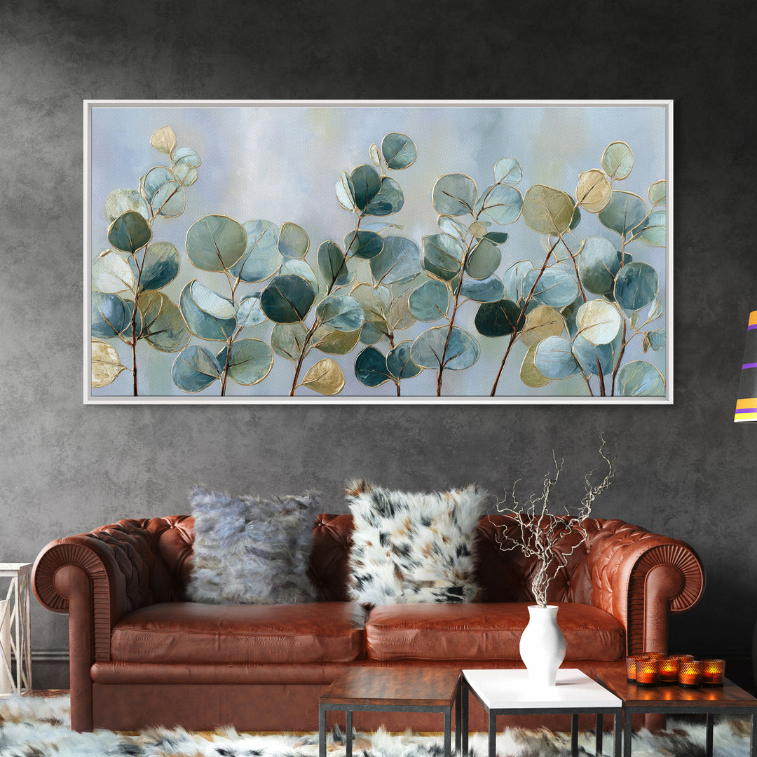 Soft Botanical Eucalyptus Print for Clean Atmosphere Canvas Print, Dental Office Art, Dentistry Art, Office Decor, Calm, DOA-2x1-95
