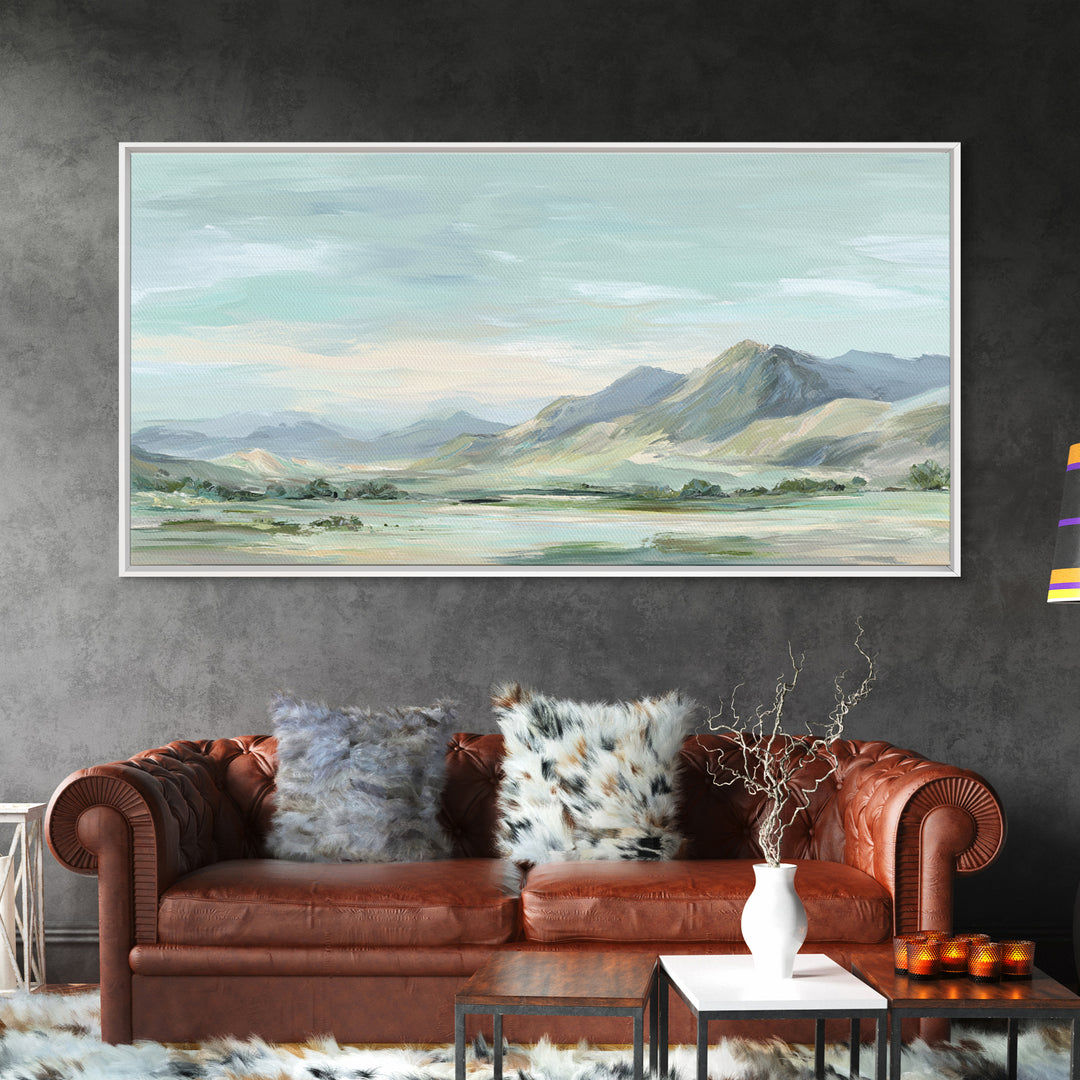 Gentle Mountain Landscape Framed Canvas Print, Dental Office Art, Medical Decor, Office Decor, Fine Art, Calm, Home Decor, DOA-2x1-96