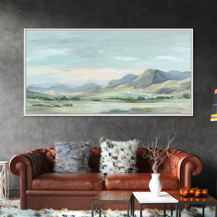 Gentle Mountain Landscape Framed Canvas Print, Dental Office Art, Medical Decor, Office Decor, Fine Art, Calm, Home Decor, DOA-2x1-96