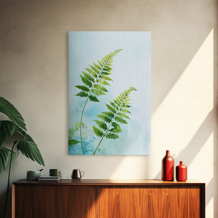 Botanical Fern Study Framed Canvas Print, Dental Office Art, Unique Wall Art, Office Decor, Watercolor Art, Calm, DOA-2x3-3