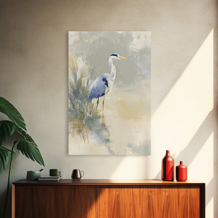 Blue Heron by Calm Marsh Water Canvas Print, Dental Office Art, Dental Art, Office Decor, Fine Art, Calm, Dental Gift, DOA-2x3-31