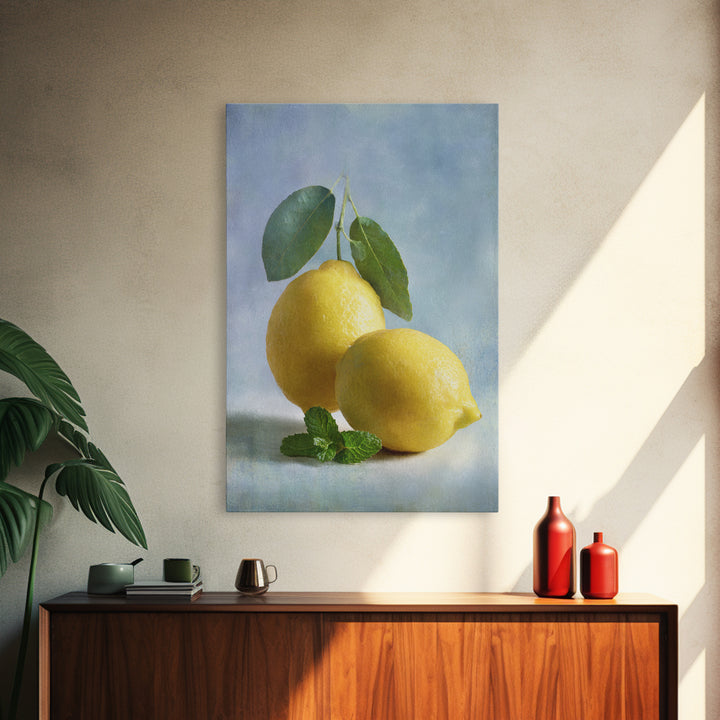 Fresh Citrus and Mint Still Life Canvas Print, Dental Office Art, Printable Digital, Office Decor, Calm, Neutral Decor, DOA-2x3-39