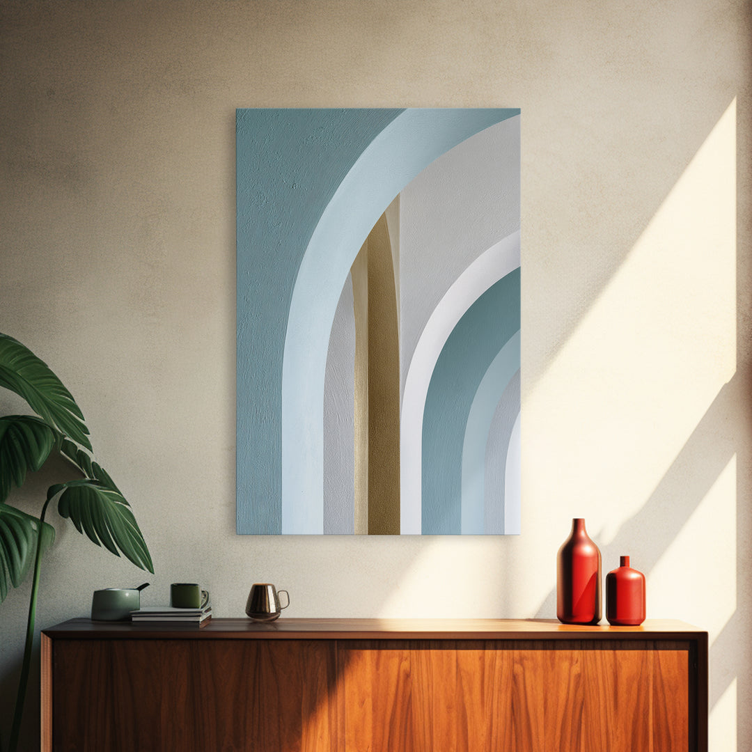 Light Scandinavian Abstract Arches Framed Canvas Print, Dental Office Art, Textured Painting, Office Decor, Abstract Art, Calm, DOA-2x3-73