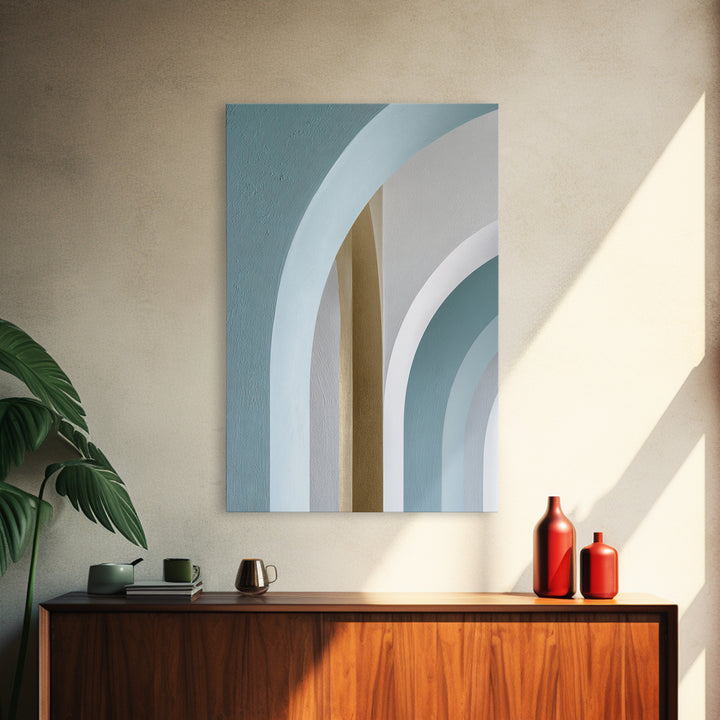 Light Scandinavian Abstract Arches Framed Canvas Print, Dental Office Art, Textured Painting, Office Decor, Abstract Art, Calm, DOA-2x3-73