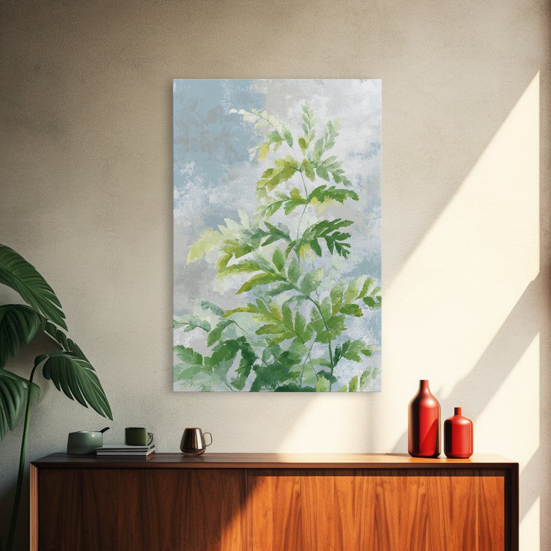 Botanical Fern Study Framed Canvas Print, Dental Office Art, Medical Office Art, Office Decor, Watercolor Art, Calm, DOA-2x3-75