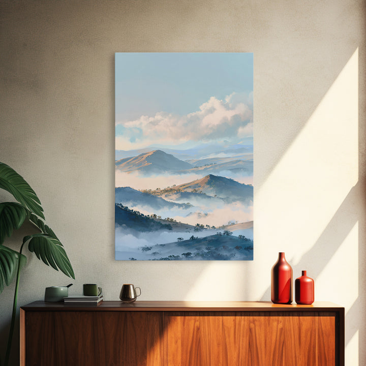 Soft Gradient Sunrise Framed Canvas Print, Dental Office Art, Textured Painting, Office Decor, Calm, Room Decor Aesthetic, DOA-2x3-76
