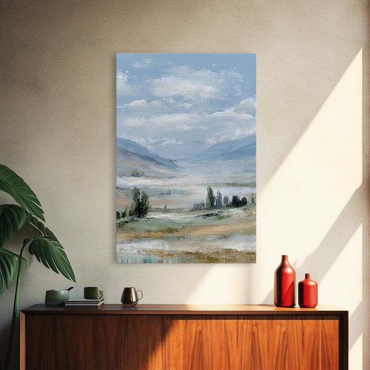 Peaceful Clouds over Open Meadow Framed Canvas Print, Dental Office Art, Wall Art, Office Decor, Calm, Dental Office Decor, DOA-2x3-89