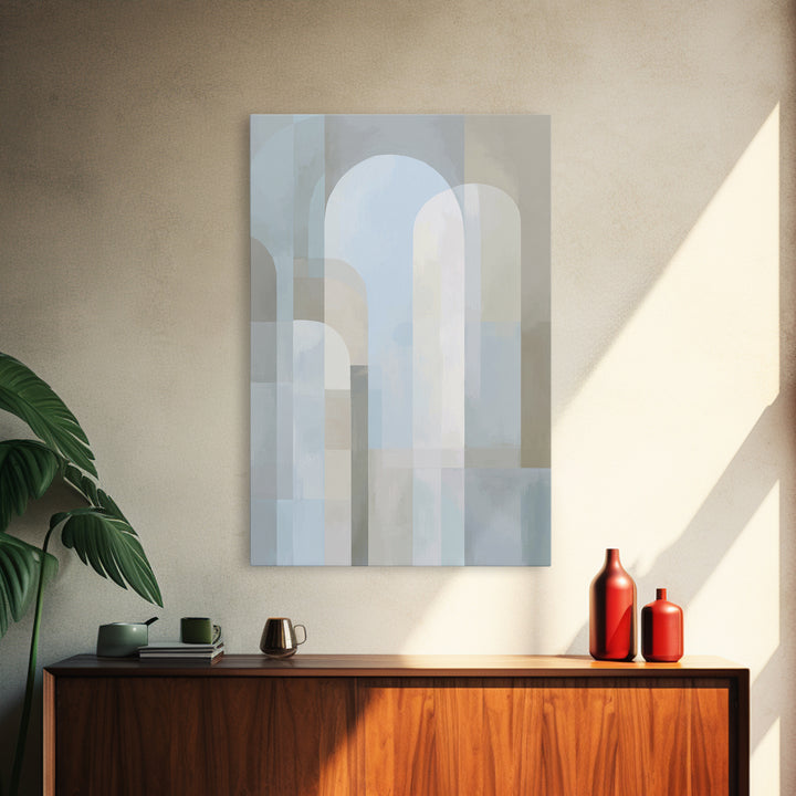 Light Scandinavian Abstract Arches Framed Canvas Print, Dental Office Art, Textured Painting, Office Decor, Abstract Art, Calm, DOA-2x3-97