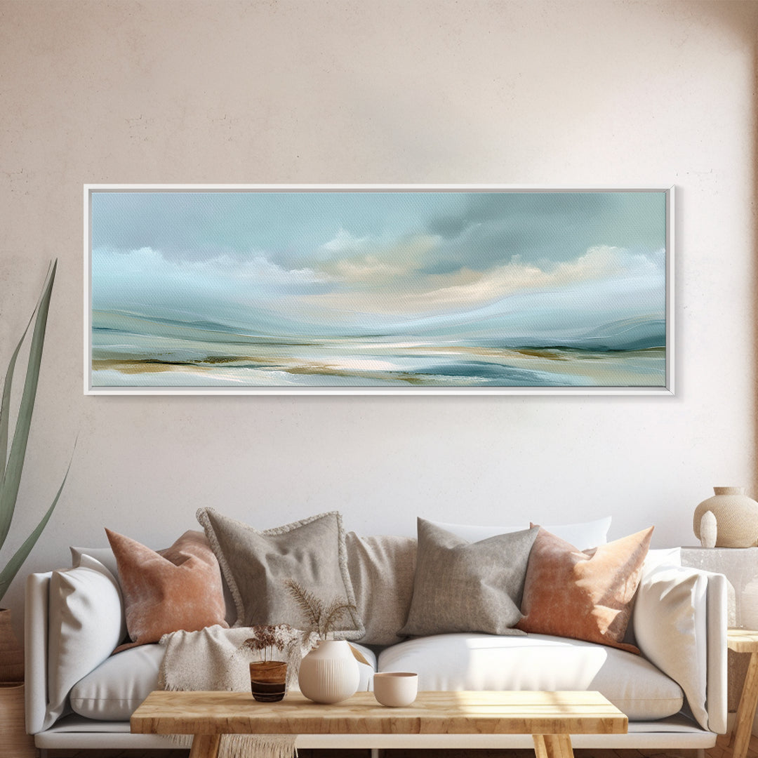 Calming Abstract Ocean Waves Framed Canvas Print, Dental Office Art, Office Decor, Calm, Medical Art, Medical Office Decor, DOA-3x1-17
