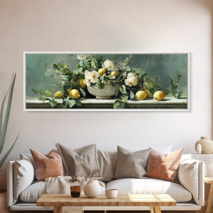 Fresh Citrus and Mint Still Life Framed Canvas Print, Dental Office Art, Medical Office Art, Office Decor, Fine Art, Calm, DOA-3x1-23