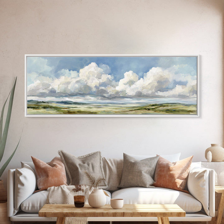 Peaceful Clouds over Open Meadow Canvas Print, Dental Office Art, Office Wall Art, Office Decor, Fine Art, Calm, Medical Decor, DOA-3x1-25